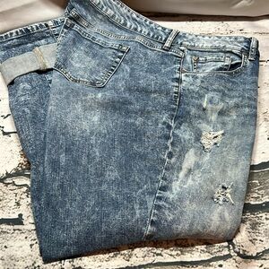 Torrid Blue Relaxed Jeans with Distressed Details